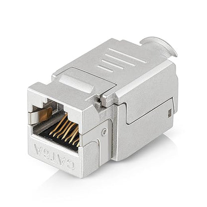 Everest Media Solutions RJ45 Shielded Keystone Jack - 6-Pack - Slim Profile, 90 Degrees, F/STP Female Connector - Tested for CAT5e, CAT6, CAT6A, CAT7 - up to 10GB Speed