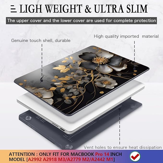 CISSOOK for MacBook Pro 14 inch Case 2024 2023 2022 2021 Release M4 A3401 A3112 A3185 M3 A2918 A2992 M2 A2779 M1 A2442 Pro Max Chip, 14 in Plastic Hard Shell & Keyboard Cover, Abstract Oil Painting