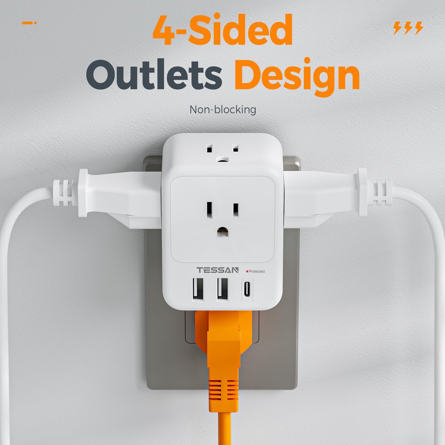 TESSAN Surge Protector Wall Outlet Extender, Multi Plug Outlet Splitter
