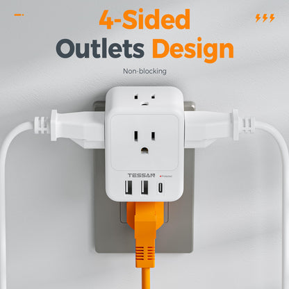 TESSAN Surge Protector Wall Outlet Extender, Multi Plug Outlet Splitter