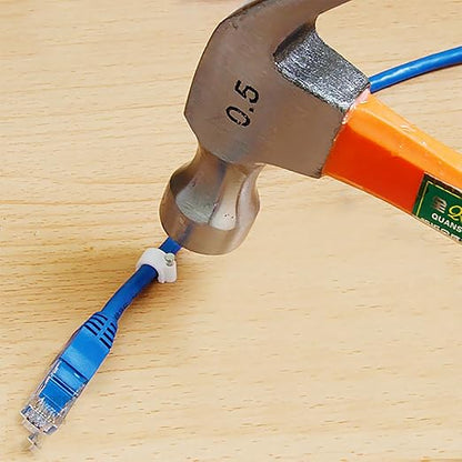 200 Pack Nail in Cable Clips Ethernet Cable Nails Tacks Clips 7mm for Cat6 Cable - White
