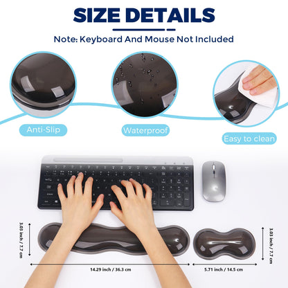 ABRONDA Gel Wrist Rest for Keyboard and Mouse, Wrist Rest for Keyboard, Mouse Wrist Support, Pain Relief, Cool Touch, Non-Skid, Mouse Wrist pad