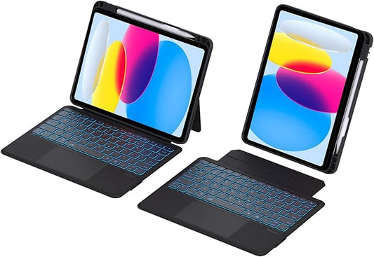 VOWUBO Detachable Magic Keyboard Case for iPad 10th Gen & 11th Gen (A16, 2025), Magnetic, Slim Cover with Multi-Touch Trackpad, Detachable Backlit Keyboard with Kickstand Lightweight, Black