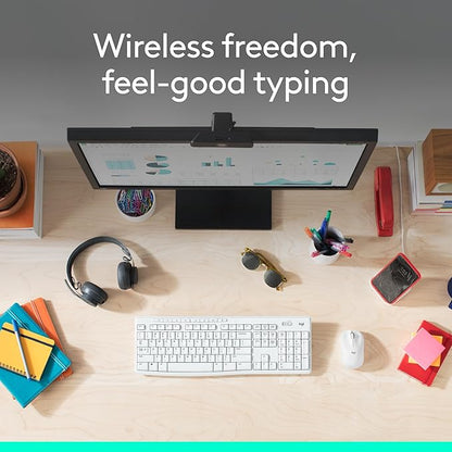 Logitech MK270 Wireless Keyboard and Mouse Combo for Windows, 2.4 GHz, 8 Multimedia Keys, PC, Laptop, Wireless Keyboard Compact Mouse Combo - White