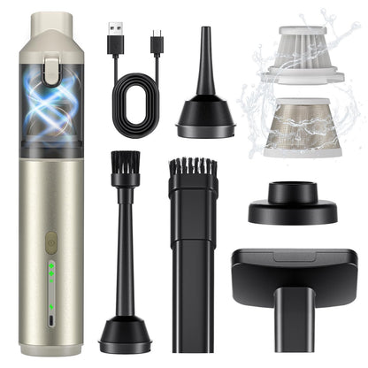 NOVARHOME Car Vacuum Portable with 16000Pa Powerful Suction, Handheld Vacuum Cordless Rechargeable Blow & Suction 4 in 1, Small Vacuum Cleaner for Car, Outdoor, Home, Office (Gold Renew)