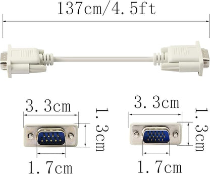 PNGKNYOCN 4.5 Feet DB 9 Pin Male to VGA 15 Pin Male Adapter Cable, RS232 to VGA Conversion Cable， for Computer,Printers, Scanners