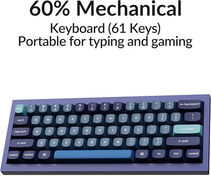 Keychron Q4 Wired Custom Mechanical Keyboard, 60% Layout QMK/VIA Programmable Macro with Hot-swappable Gateron G Pro Brown Switch Double Gasket Compatible with Mac Windows Linux(Navy Blue)