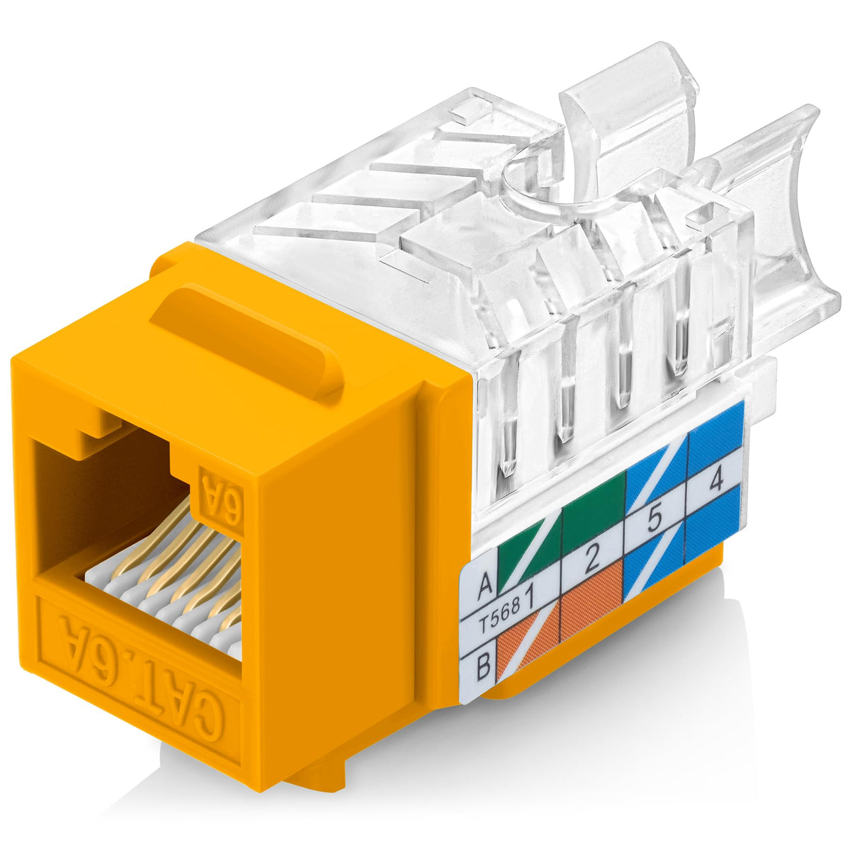 Everest 45 Degree RJ45 Cat6 Keystone Jacks Slim Profile 20-Pack Orange