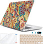 Compatible with 2025 2024-2022 MacBook Air 13 inch Case M4 A3240 M3 A3113 M2 A2681, Hard Shell&Keyboard Film&Screen Film&Webcam Cover for New M4 Mac Air 13.6 inch with Touch ID, Curved Doodle