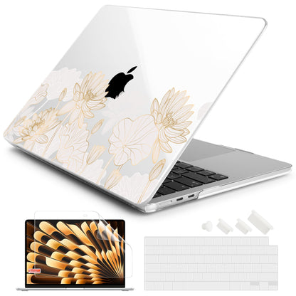 Batianda Case for MacBook Air 15" with M5 M4 M3 M2 Chip, Golden Lotus