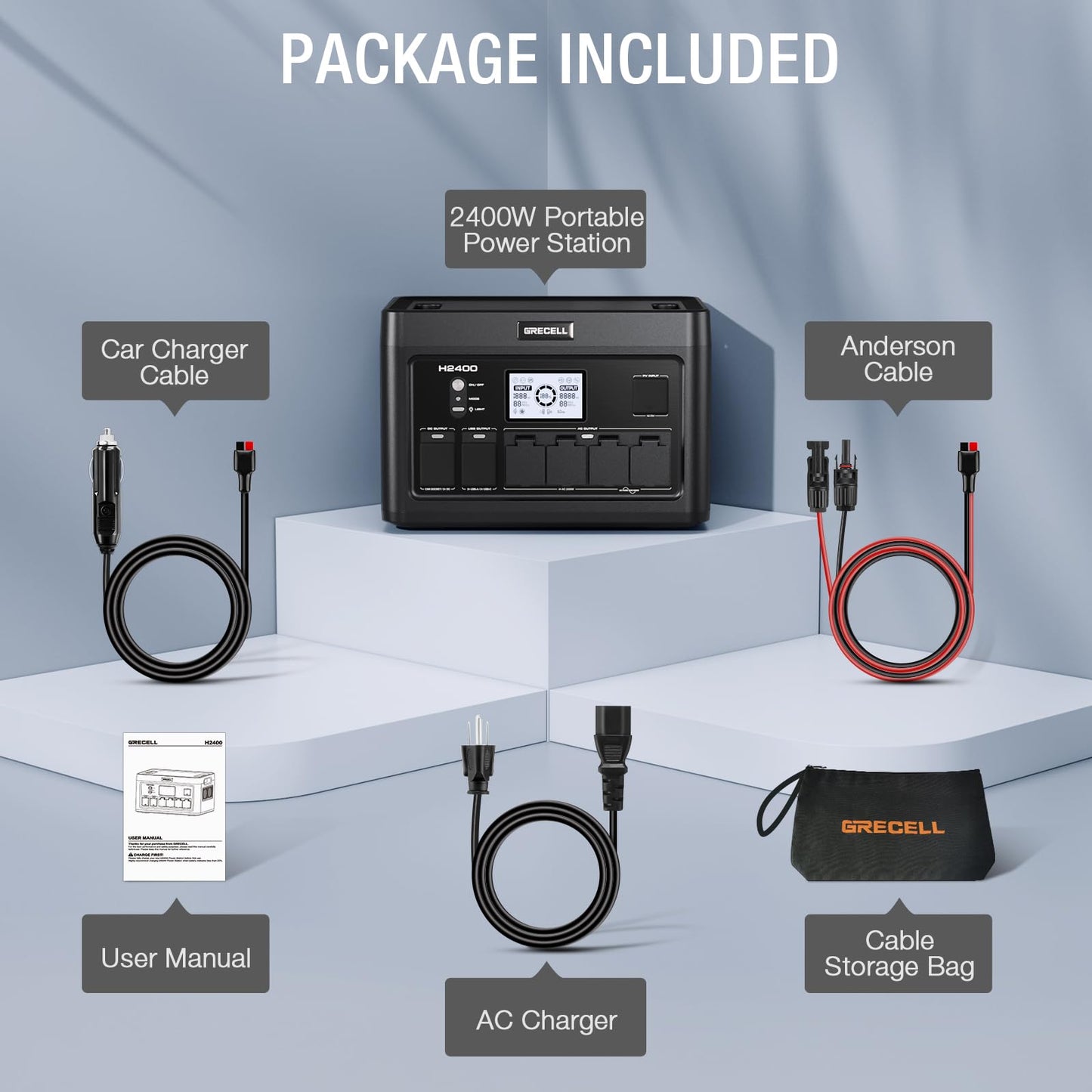 Portable Power Station 2400W, 1843.2Wh LiFePO4 UPS Home Battery Backup
