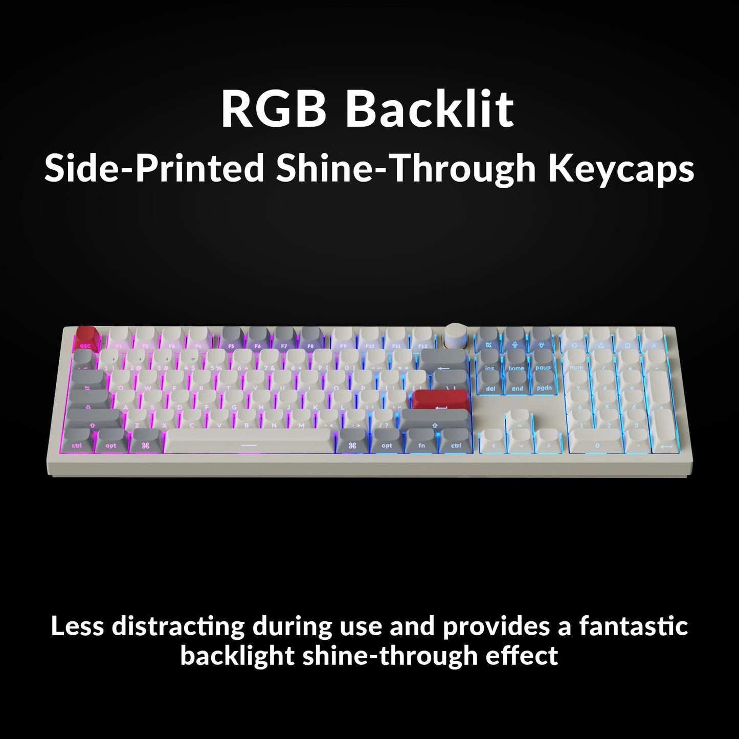 Keychron Q6 Max QMK/LAUNCHER Wireless Bluetooth/2.4 GHz/USB-C Wired Custom Mechanical Keyboard, Full Size Programmable Knob RGB Backlit Hot-Swappable Gateron Brown Switch for Mac Windows Linux - White