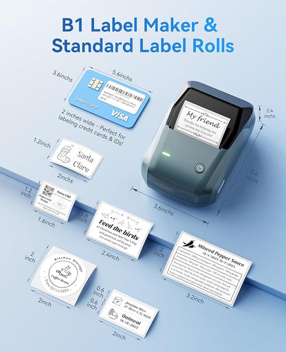 NIIMBOT B1 Label Maker Machine with Tape, Thermal Label Printer Easy to Use for Office, Home, Business, 2 Inch Label Maker with 2'' x1.18'' Labels-230pcs/Roll