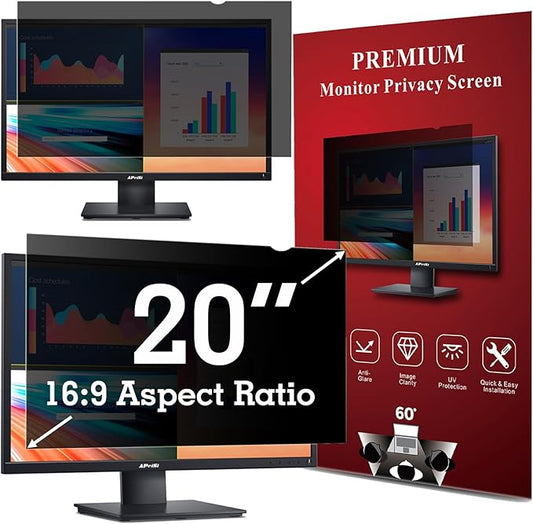 APeiSi 20 Inch Privacy Screen Filter for Widescreen 16:9 Monitor | Privacy Shield | Anti-Glare | Anti-Blue light Protector | Eye Protection | Computer Security Private Filter