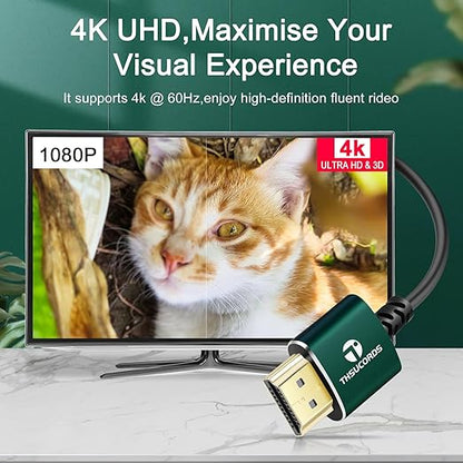 Thin HDMI to HDMI Cable 6.6FT 2 Pack, Ultra Slim & Flexible HDMI Cord Supports High Speed 4K@60Hz 18gbps 2160p 1080p