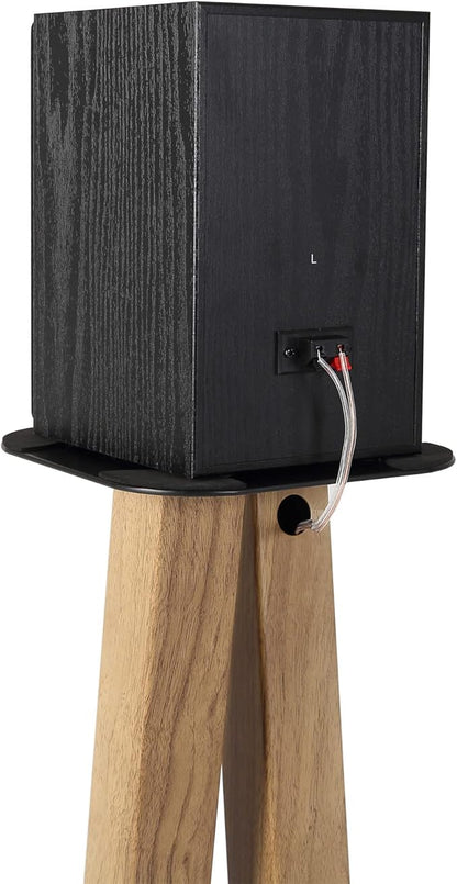 EXIMUS One Pair Fixed Height Universal Speaker Floor Stands - Oak - 600 Series