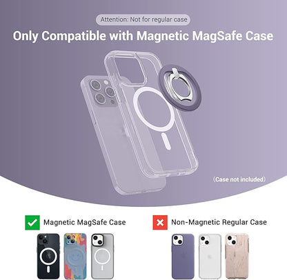 PROfezzion Thin Metal Ring Holder for MagSafe, Removable Strongest Magnetic Phone Grip for iPhone 16 15 14 13 12 Pro Max Plus with Mag-Safe Case [Not for Regular Case] [MagSafe Car Mount Compatible]