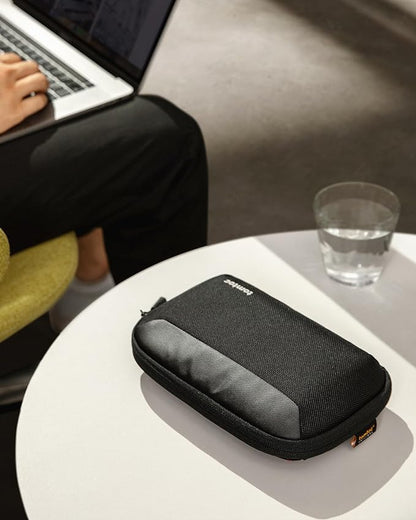 tomtoc Travel Cable Organizer Pouch, Electronics Accessories Organizer Portable Waterproof Double Accessories Carry Case for Cord, Charger, Cables, USB Drive, Black