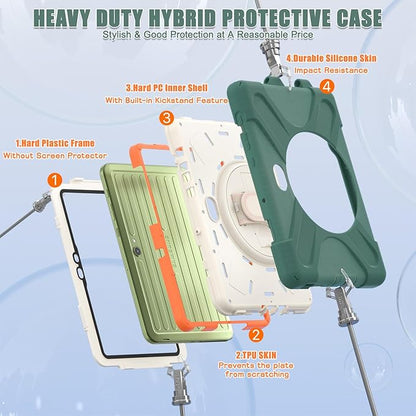 rantice Compatible with Samsung Galaxy TAB Active PRO 10.1 inch/Tab Active4 PRO Case, Heavy Duty Rugged Shockproof Drop Protection Case, Hand Strap&Shoulder Strap for SM-T540/T547/T630/T638 (Green)
