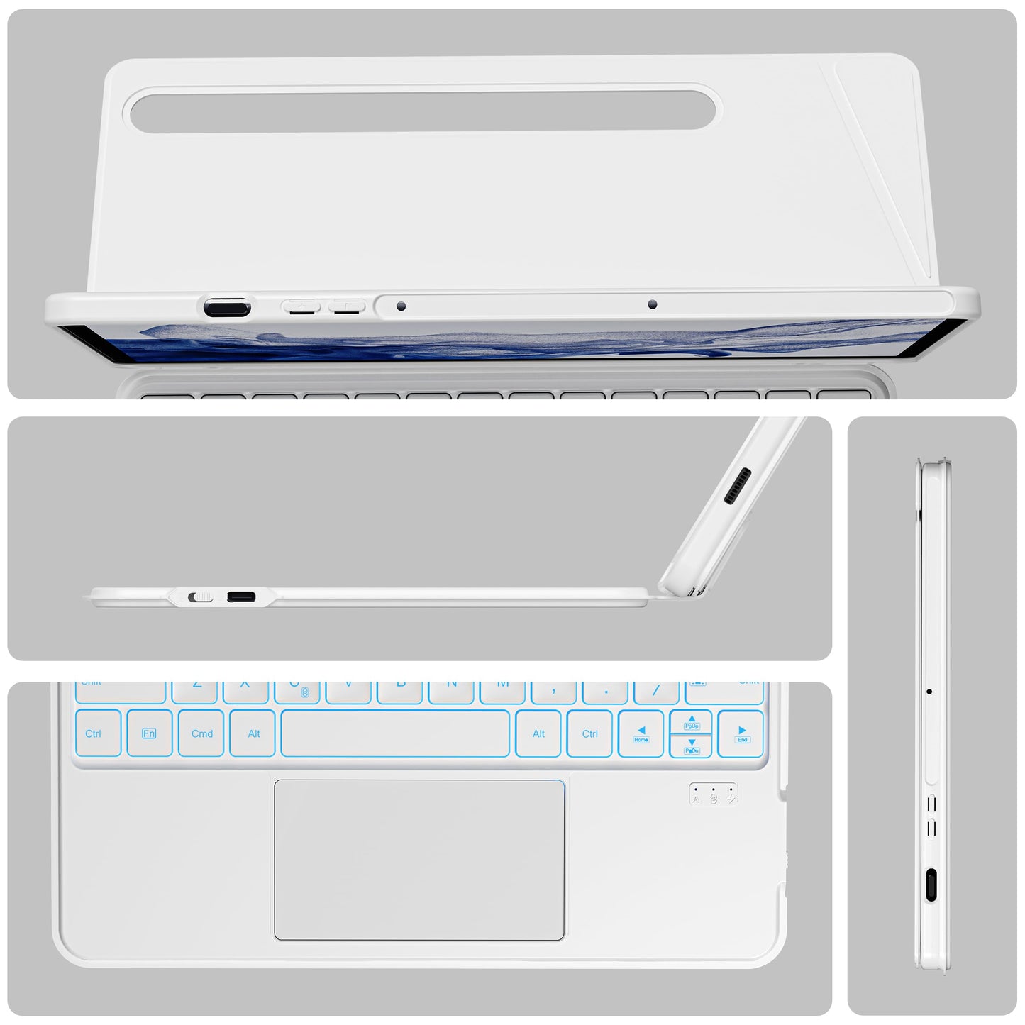 nimin Detachable Keyboard Cases for 12.4-inch Samsung Galaxy Tab S7+/S8+/S7FE,Built-in S Pen Holder and Trackpad,7-Color Backlit, Auto Sleep/Wake,Snow White