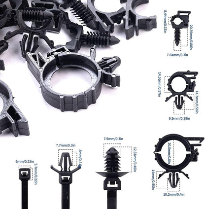 150pcs Push Mount Cable Zip Tie with Car Wire Loom Routing Clips for Cars Boat Trailer UTV Jeep Wrangler Engine Bay Self Locking Straps，Universal.