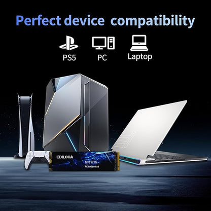2TB SSD NVMe M.2 2280 PCIe Gen4 x4 Internal Solid State Drive - Up to 4800MB/s, 2TB SSD PS5 Dynamic SLC Cache, PS5 Compatible for Gaming PC Laptop(EN705)