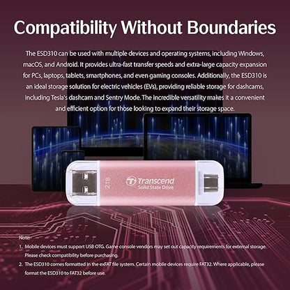 Transcend 512GB External SSD, Up to 1,050MB/s, Dual USB Flash Drive for iPhone&iPad&Mac, Windows&Android, Tablet&PC, Smart TV, USB 3.2 Gen 2 Thumb Drive Photo Stick, 2-in-1 Type C &Type A Memory Stick