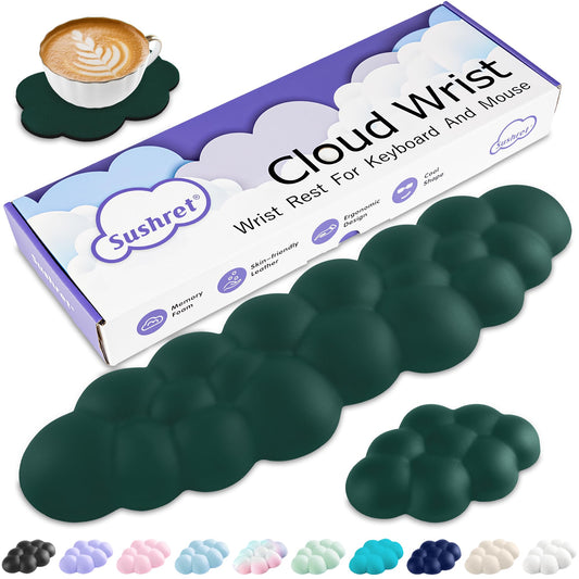 Sushret Cloud Wrist Rest Keyboard, Cloud Keyboard Wrist Pad Set with PU Leather Memory Foam, Cute Arm Rest for Palm Support, PC/Gaming Desk Accessories/Office Setup/Computer Hand Cushion - Purple