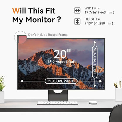 [2 Pack] 20 Inch Computer Privacy Screen for 16:9 Aspect Ratio Widescreen Monitor, Eye Protection Anti Glare Blue Light Computer Monitor Privacy Filter, Removable Anti-Scratch 20in Protector Film