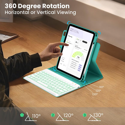 OPAKIT Magnetic Keyboard Case for iPad Air 11-inch (M2 2024) & Pro 11 1st/2nd/3rd/4th,360 Rotation Detachable & 7 Color Backlit BT Keyboard Cover for ipad Air 5th 4th Generation 10.9 inch(Teal)