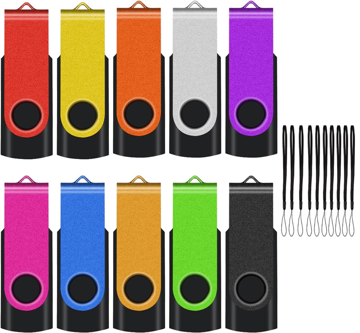 2GB 2.0 USB Flash Drive 20-Pack Thumb Drives Bulk with Lanyards