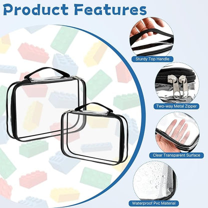 8 Pcs Toy Storage Bags, Clear PVC Zippered Organizing Bags with Handles, Travel Waterproof Organizer for Small Items Building Blocks Puzzle Board Games(13.2x9.4x2.4 In, 9x6.3x2.4 In)