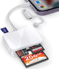 SD Card Reader for iPhone, 4 in 1 USB C and Lightning to CF/SD/MS/TF Card Adapter Memory Card Reader for Camera Adapter Trail Game Camera Viewer for iPad Macbook Plug and Play No App Required