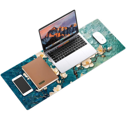 Galdas Gaming Mouse Pad XXL XL Large Long Extended Big Mousepad Non-Slip Rubber Keyboard Desk Pad with Stitched Edges for Laptop Home Office (31.5x11.8x0.08 Inch) … (Painting Flowers)
