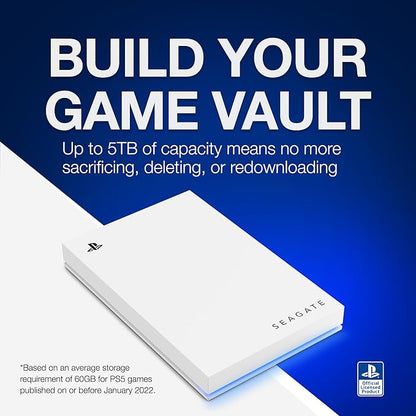 Seagate Game Drive for PlayStation® Consoles 5 TB External Hard Drive - USB 3.2 Gen 1, Officially-License (STLV5000100)