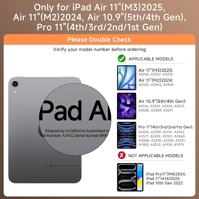Transparent Case with Keyboard iPad Air (M3/M2,2025/2024) 11 Inch,Compatible 10.9" iPad Air 5th/4th & 11" iPad Pro 4/3/2/1,7-Color Backlit,Wireless Keyboard, 360°Rotating,with trackpad,White