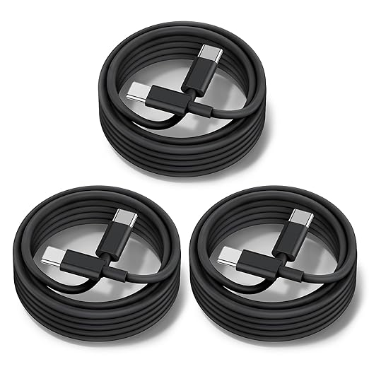 chcela 60W USB C to C Cable [3Pack] iPhone 17 16 15 Fast Charging Cable,3ft Short USB-C to USBC Power Cord for iPhone 17/16/15 Pro Plus Pro Max, MacBook Pro Air/IPad/iPad Pro 12.9/11,AirPods 4(Black)