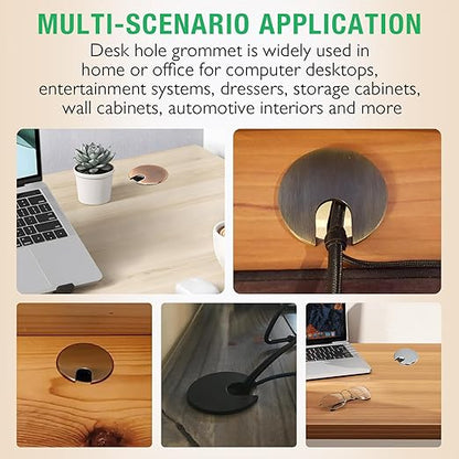 1 Pcs Desk Grommet 1-3/8" / 35 mm, Desk Cord Hole Cover, Cable Grommet Metal Zinc Alloy Materilal, Desk Hole Grommet for Home & Office Pc, Detachable Cable Cord Organizer-Matte Silver