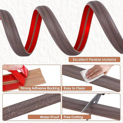 Floor Cord Cover for Wires on Floor Self Adhesive Cord Hider Floor Cable Management Wire Covers for Cords Protector Prevent Cable Trips Cord Cavity W 0.32" x H 0.32", Grayish Brown Wood, 3.3Ft