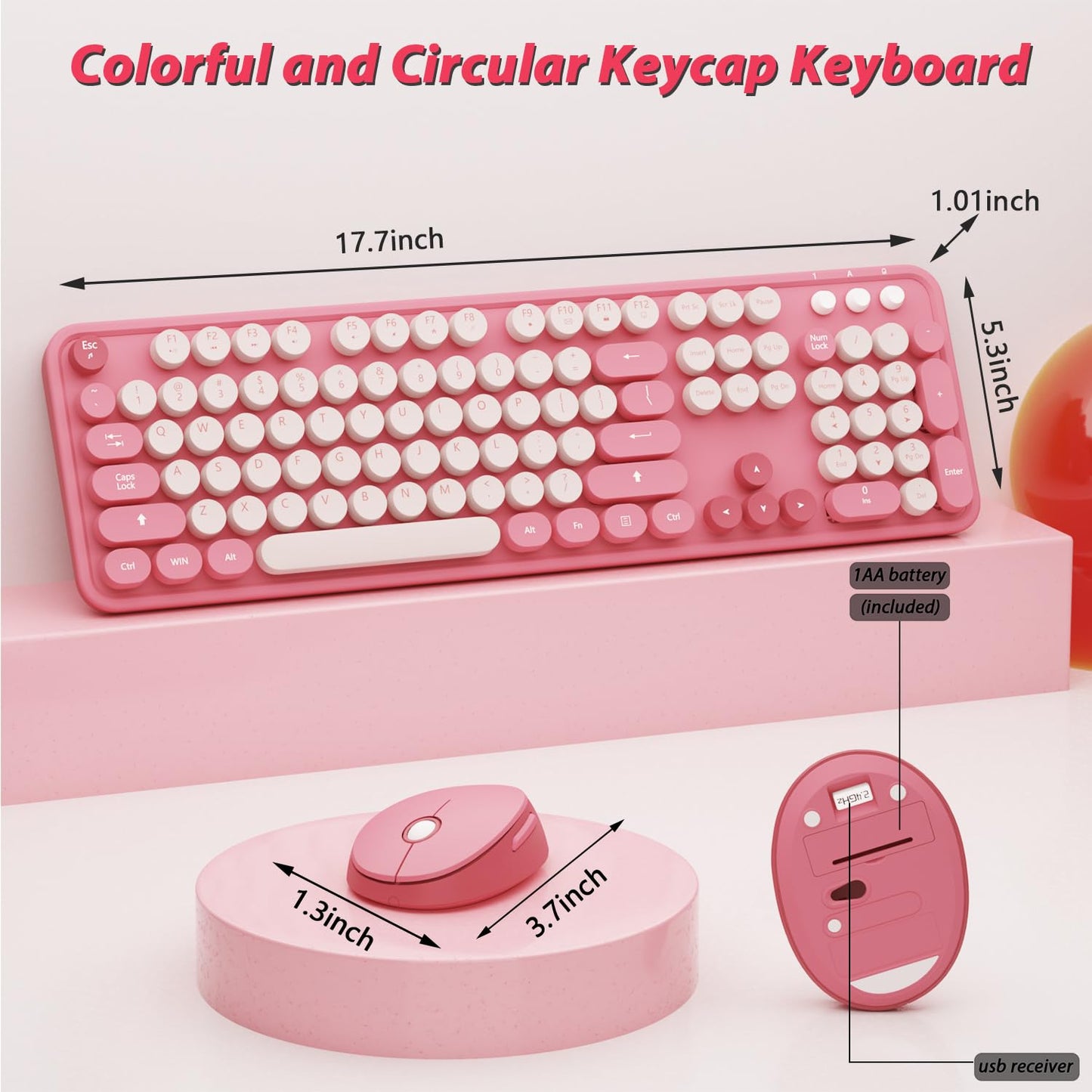 Colorful Wireless Keyboard and Mouse for PC Laptop