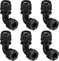 LeMotech M20 Cable Gland, 90 Degree Adjustable 9-14mm Strain Relief, Cord Connectors Nylon Joints with Gaskets, 6 Pcs, Black