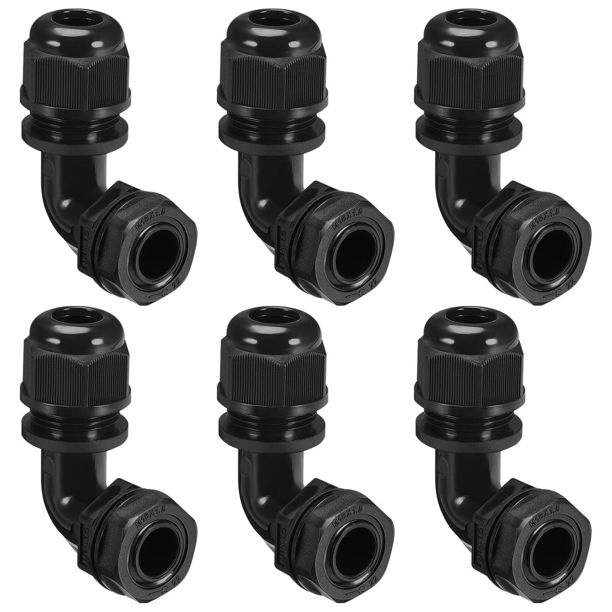 LeMotech M25 Cable Gland, 90 Degree Adjustable 13-18mm Strain Relief, Cord Connectors Nylon Joints with Gaskets, 2 Pcs, Grey