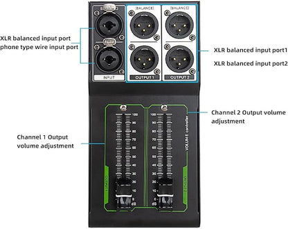 Passive Stereo Monitor Volume Controller, with Extended 70MM Fader Audio Volume Controller for Precise Level Adjustments