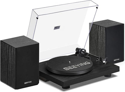 Record Player Vinyl Bluetooth Turntable with 36 Watt Stereo Bookshelf Speakers, Hi-Fi System with Magnetic Cartridge, USB Recording and Auto Stop