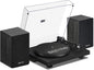 Record Player Vinyl Bluetooth Turntable with 36 Watt Stereo Bookshelf Speakers, Hi-Fi System with Magnetic Cartridge, USB Recording and Auto Stop