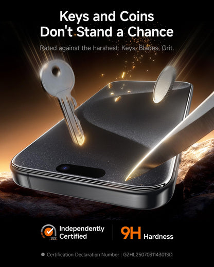 SMARTDEVIL 2 Pack for iPhone 15 Pro Max Screen Protector, 9H Hardness Military Grade Shatterproof, HD Clear Tempered Glass with Auto Dust-Elimination, Bubble Free, Easy Installation, Case Friendly
