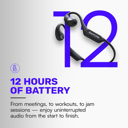 Raycon Open Bluetooth Headphones - Open Ear Running Headphones, Sweat & Water-Resistant Open Earbuds with Mic for Sports & Workouts, 12hr Playtime (Black)