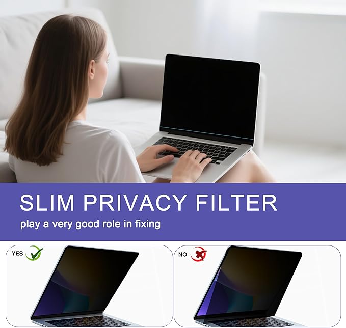 360° Privacy Screen Protector for Macbook Air 13.6/13 Inch (2022-2025, M2, M3，M4), Privacy Screen Filter for Macbook Air 13.6 Inch, Anti-Spy/Anti Fingerprint/Anti Blue Light/Anti Glare