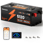 HumsiENK 48V 100Ah Golf Cart Battery with Metal Case, 48V LiFePO4 Lithium Battery with Bluetooth & LCD Monitor, 15000+ Cycles & Max 10.24kW, Built-in 200A BMS with Low-Temp Protection for Golf Carts