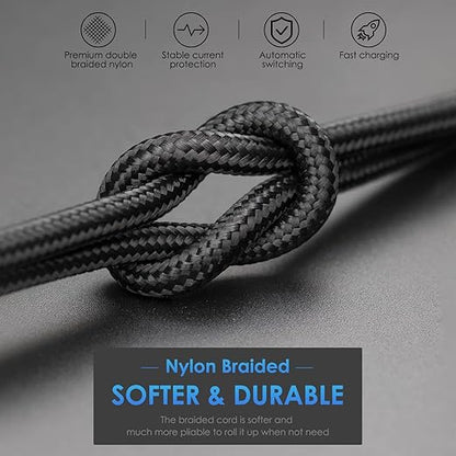 iPhone Charger Cable [Apple MFi Certified] 3Pack 3FT USB-A to Lightning Cable Nylon Braided Fast Charging Cord Compatible with iPhone 14/13/12/11 Pro Max/XR/XS/X/8/7/Plus/6S iPad/iPod/AirPods
